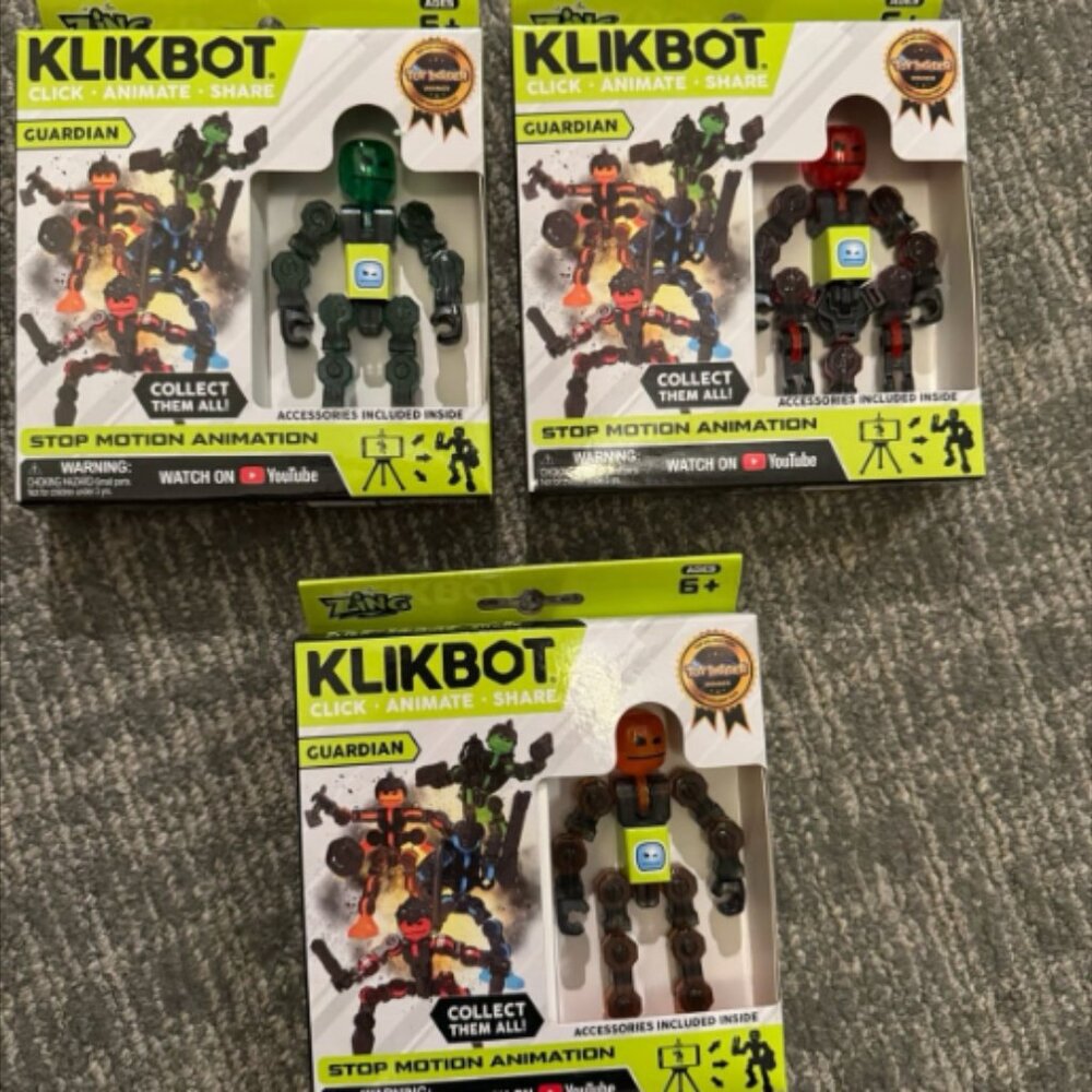 Lot of 3 Guardian Series Klikbots - Blitz (Green), Sabre (Red), Tempest (Orange)